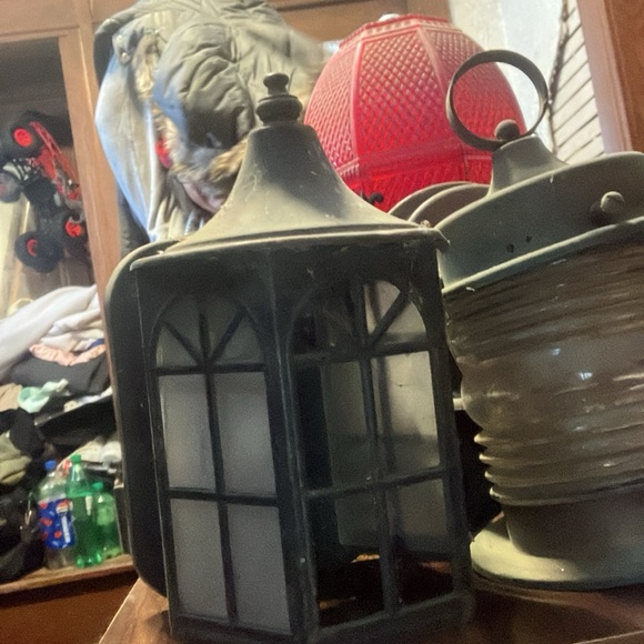 Red Decorative Lantern with Black Accents - Picture 3 of 7